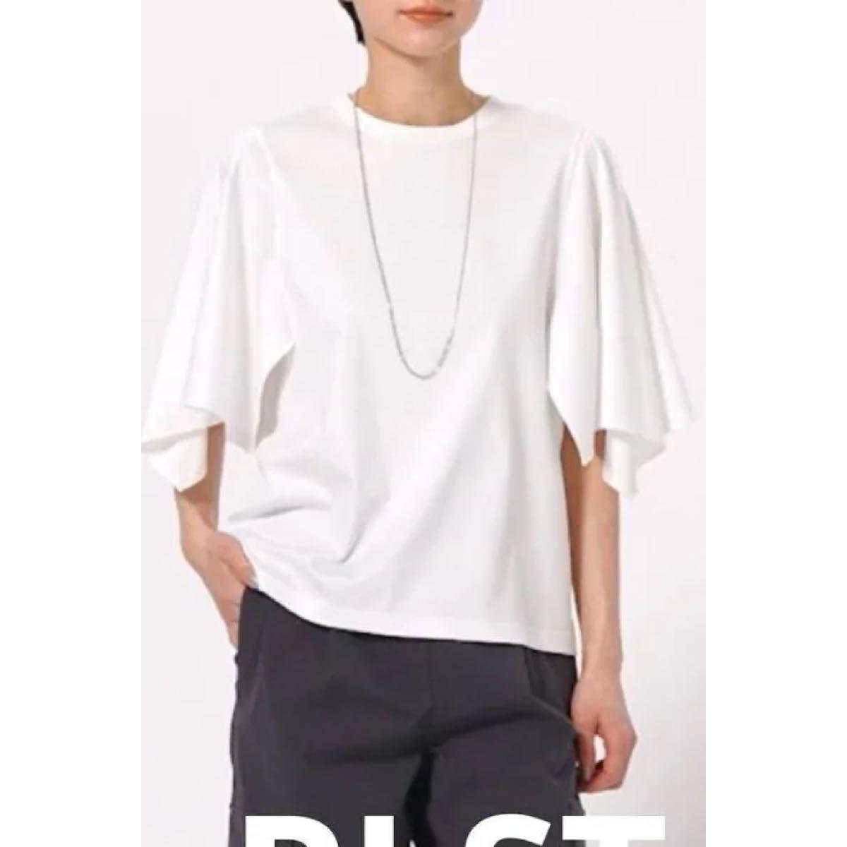PLST Gloss Jersey Handkerchief Sleeve T-Shirt M White