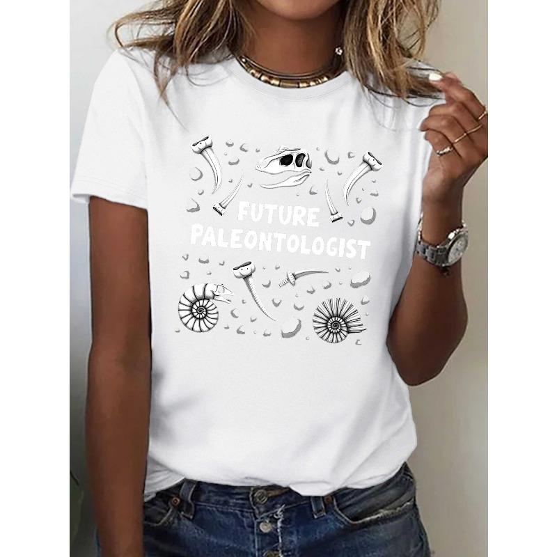 European sizes Women S Paleontology Dinosaur Fossils Graphic Tee - SoftT-Shirt with Future Paleontologist Text & Fossil Art - & Science Shirt S