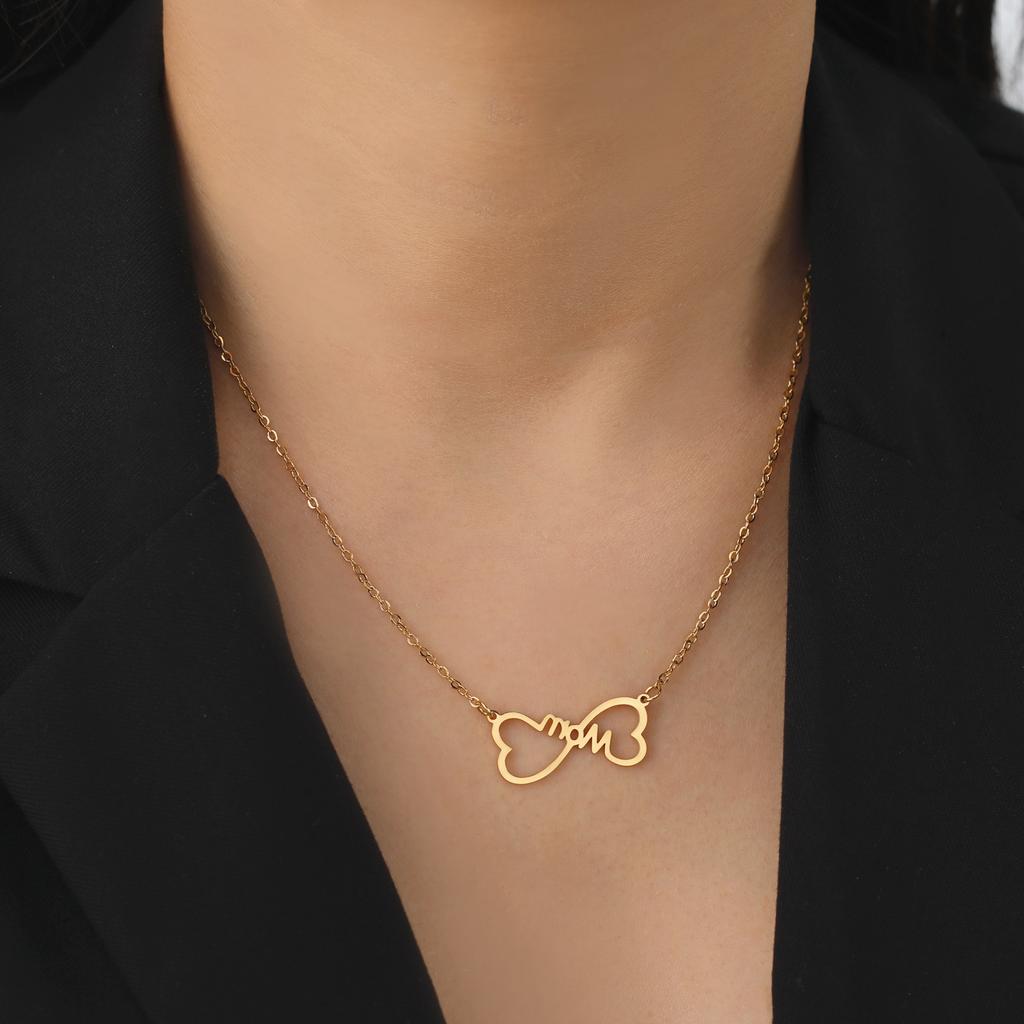 Mama Letter Pendant Butterfly Necklace for Women Stainless Steel  Chain Choker Trendy Family Jewelry Mother's Day Gift for Mom