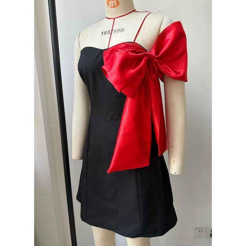 

Fashion Style New Arrival Women s Clothing Sexy off-the-Shoulder Bows Dress Sexy Bow Strapless Dress Black S