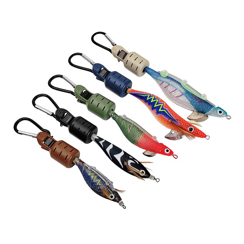 9Pcs Squid Jig Bait Protector Kit Webfoot Octopus Egi Hooks Cover Cuttlefish Umbrella Lure Cap With Carabiner Fishing Tackle