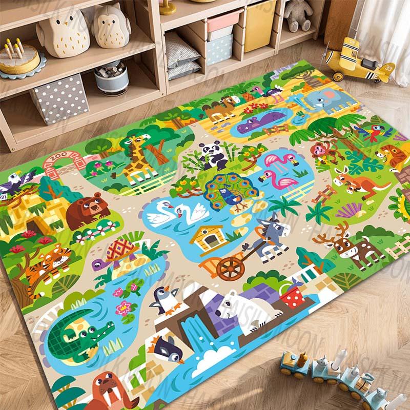 Multiple sizes Cartoon Zoo Theme Pattern Carpets for Bedroom Living Room Mat Creative Door Mat Dressing Room Rugs Luxury Gifts