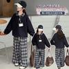 Girls' Autumn Set 2026 New Fashionable Children's Super Beautiful Casual Wear with Collar Hoodie and Checkered Pants Two Pieces