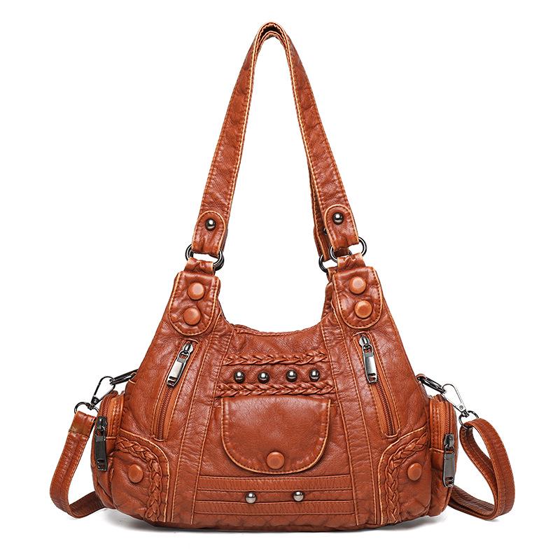 Damen 2025 Retro Handtasche mit großem Fassungsvermögen - Vielseitige einfache PU Schulter-Umhängetasche