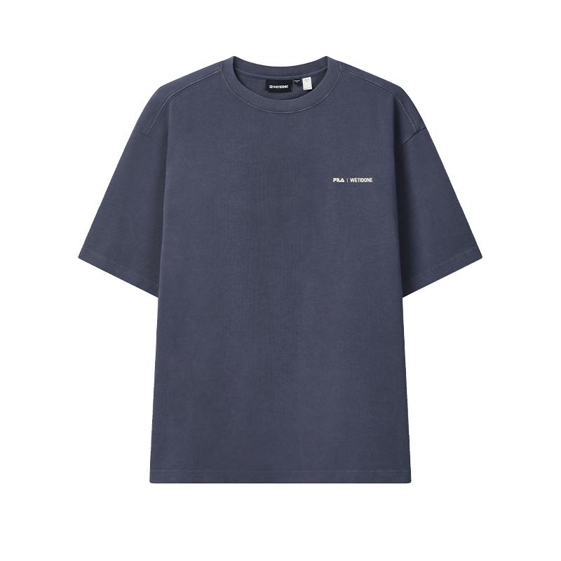 FILA × WE11DONE Solid Color Short Sleeve Crew Neck T-Shirt Unisex tops F11U626107F-GY