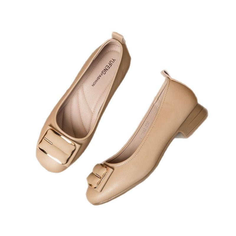 Doudou Shoes Women's New Spring and Summer Shoes Medium and Old with Skirts, Soft Soles and One Pedal, Shallow Single Shoes