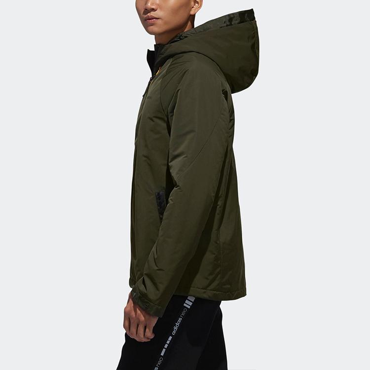 Adidas Neo Cushioned Sports Hooded Jacket Men Outerwear Military-Green DW8151