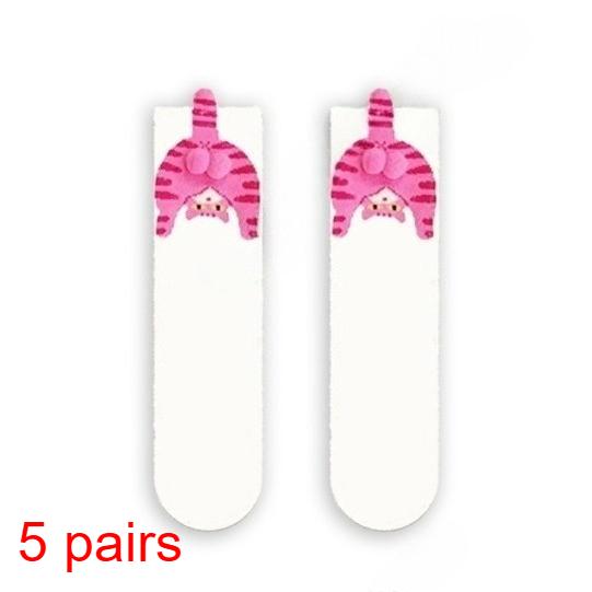 Couple Cat Egg Socks 3D Funny Mid Tube Winter Warm Matching Wear for Lovers Halloween Christmas Gift Cozy Novelty Style