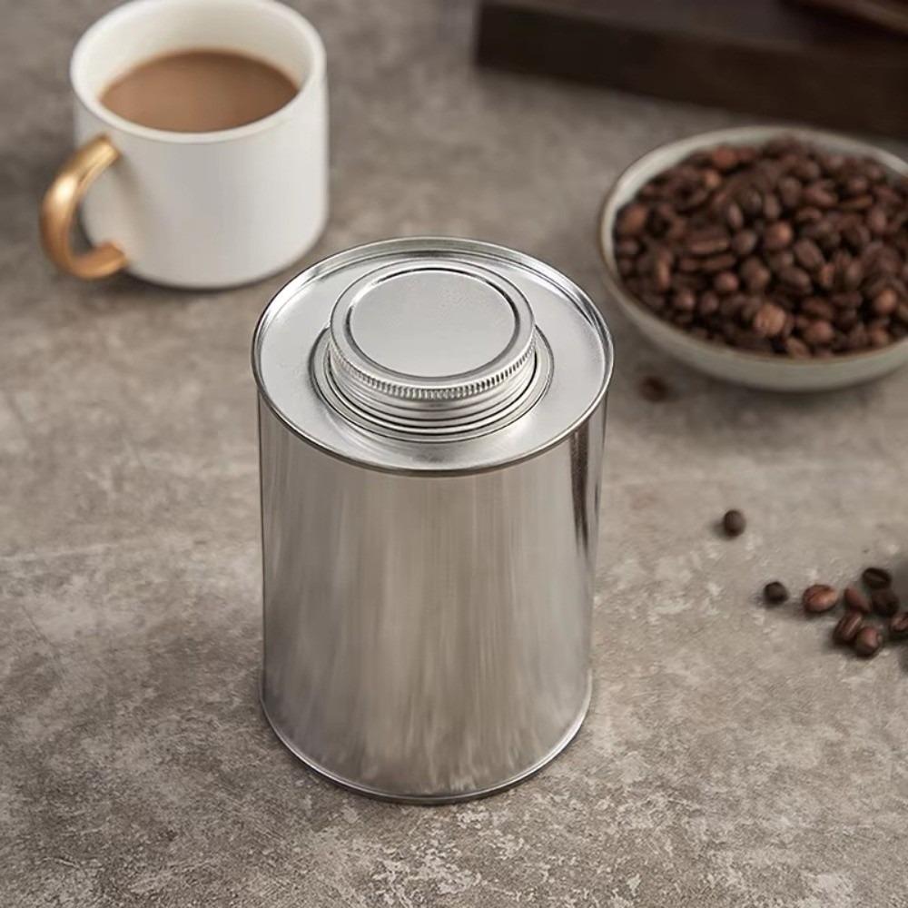 Round Coffee Bean Storage Can Tinplate Tea Pot Container Portable Metal Jar Home Packaging Box
