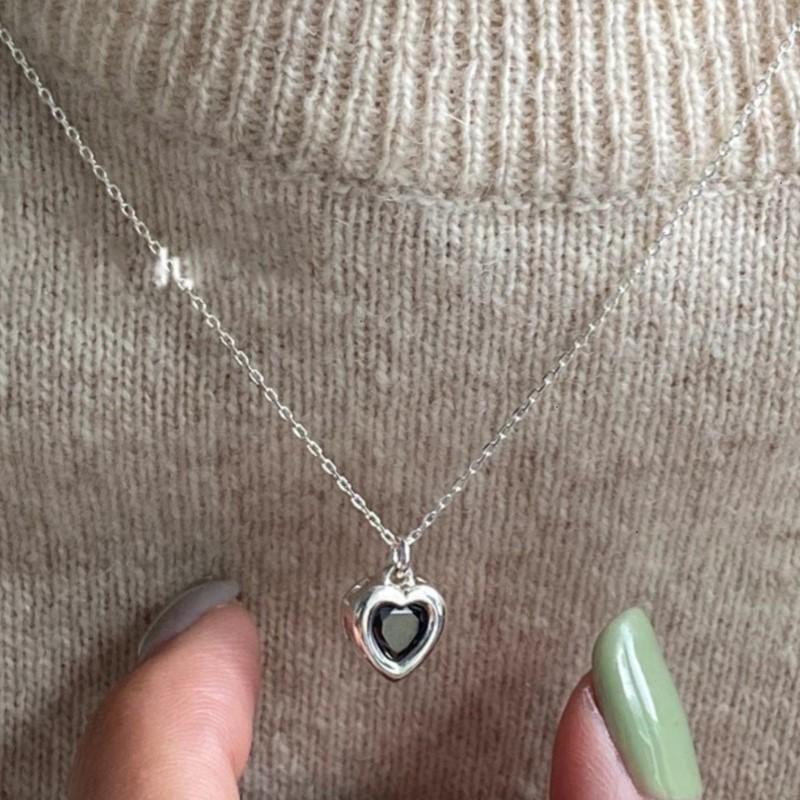 Silver Creative CZ Heart Pendant Necklace for Women Exquisite Temperament collar Necklaces Party Jewelry Gifts