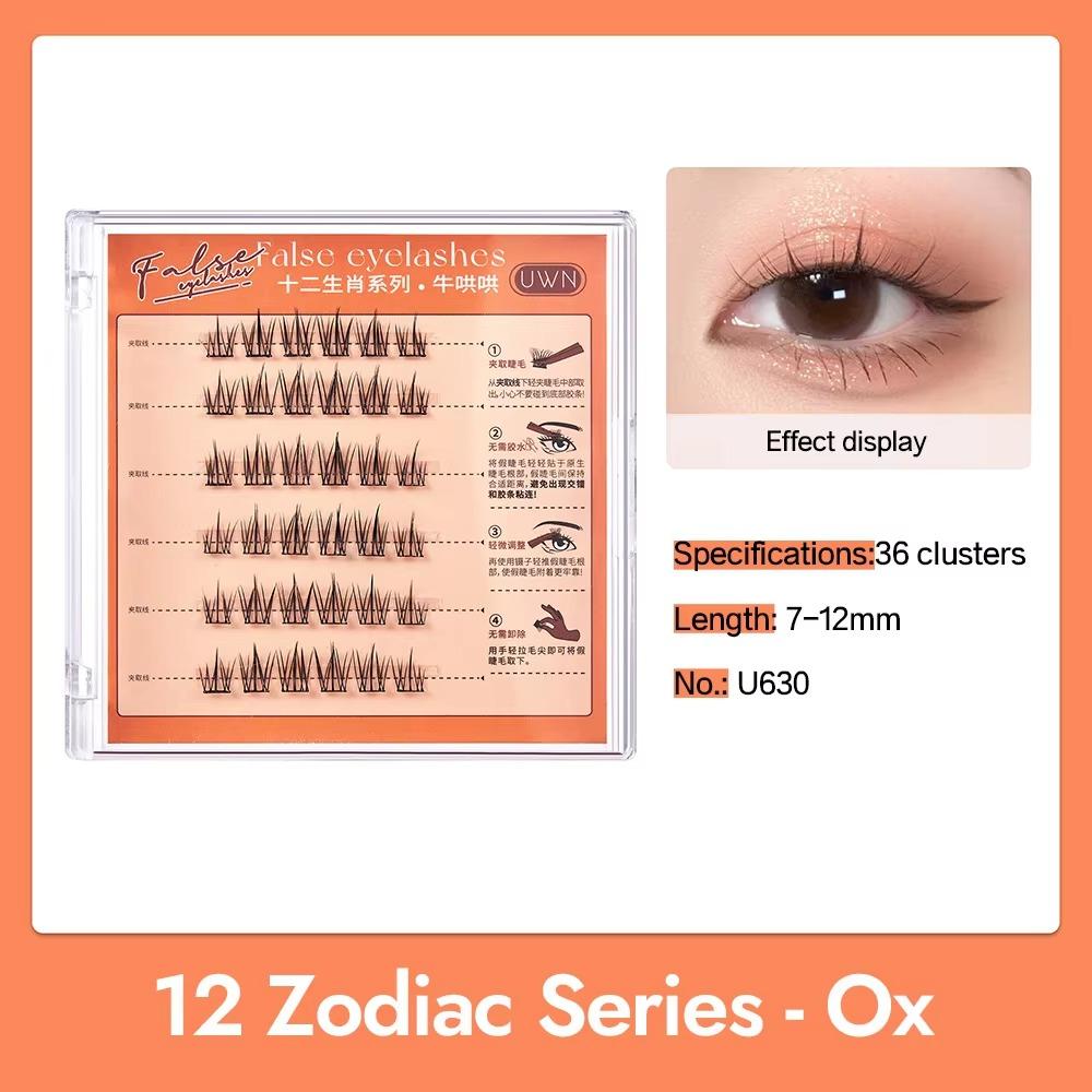 12 Zodiac Series Self Adhesive Cluster Lashes No Need Glue Individual Eyelash  Women's Beauty