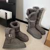 Gray Snow Boots Women's Winter 2025 New Thick-soled Heightened Velvet Thickened Long Tube Snow Northeast Large Cotton Shoes