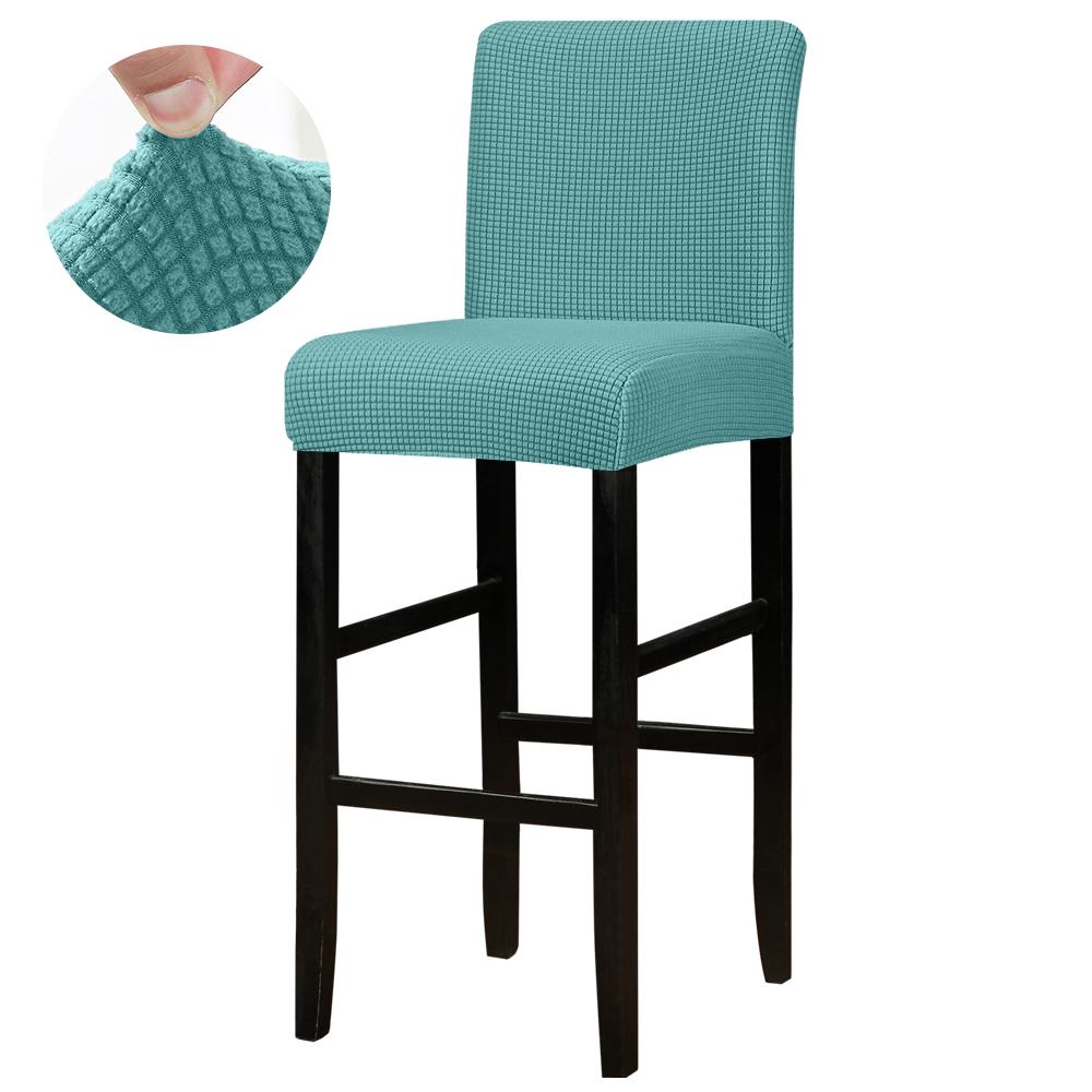 

Жаккардовый чехол для барного стула с короткой спинкой, чехлы для сидений барного стула, чехлы для отелей, банкетов, столовых, чехол для стула небольшого размера, сплошной цвет 1 Piece baby голубой