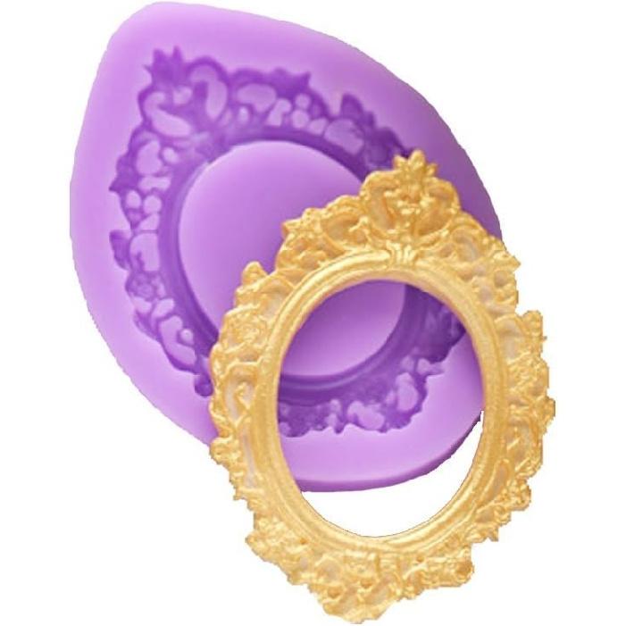 Mirror Frame Silicone Mold Fondant Sugarcraft Cake Decorating Tools Chocolate Candy Mold-Small