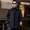 Men's Wool Lapel Overcoat: Middle-aged & Elderly Casual Button-up Windbreaker