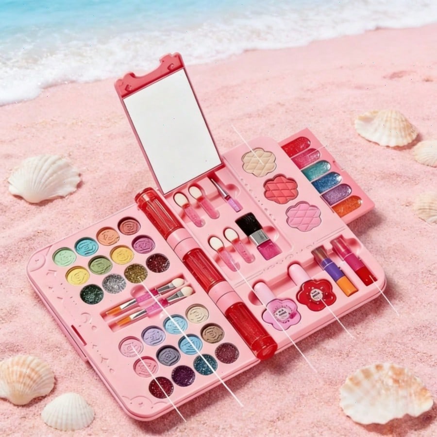 Creative Washable Princess Makeup Kit for – Pretend Play Cosmetic Set, Perfect Birthday for Princess Parties Play Girls Gift