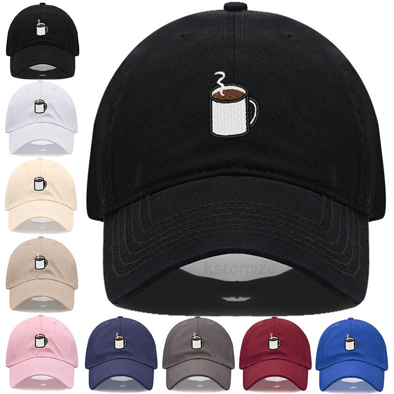 Unisex Soft Cotton Dad Hat Coffee Cup Embroidery Baseball Cap For Women Men Adjustable Unisex Casual Sports Caps