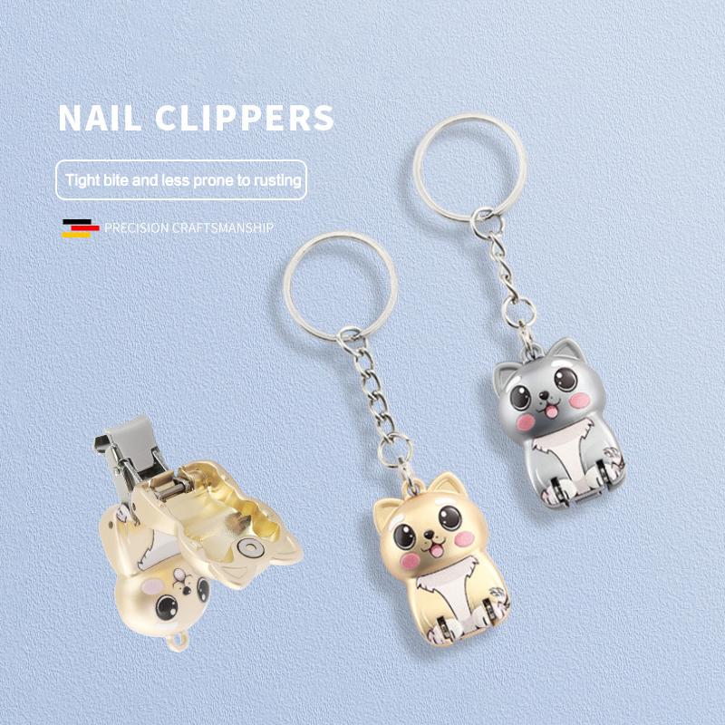 3D Hunde Schlüsselanhänger Faltbarer Nagelknipser Edelstahl Nagelknipser Rotierender Zehennagel Fingernagel Maniküre Trimmer Tragbare Maniküre