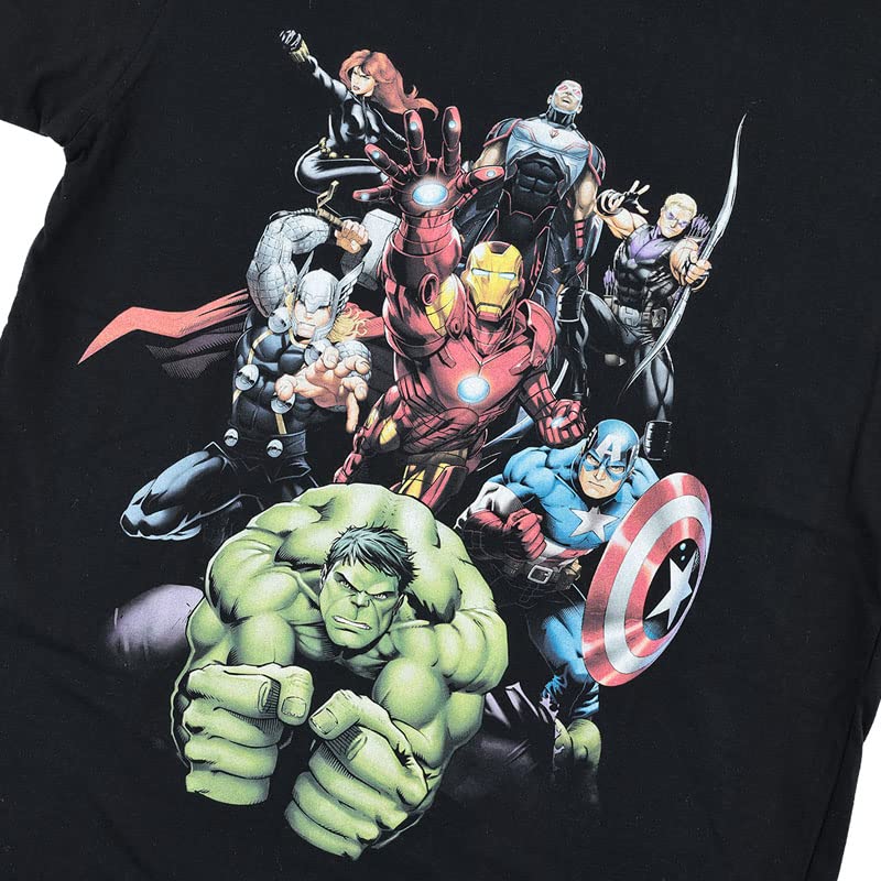 EVERSOUL Marvel T-Shirt, Short Sleeve, Avengers, Hulk, Thor, Iron Man, American Comic Book Merchandise, Gift, Men's, Black, XL [Parallel Import]