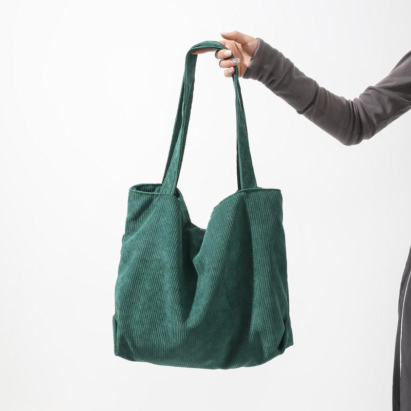 Damen Cord-Einkaufstasche, Winter-Umhängetasche, große Schultertasche, einfarbig, Hobo-Tasche