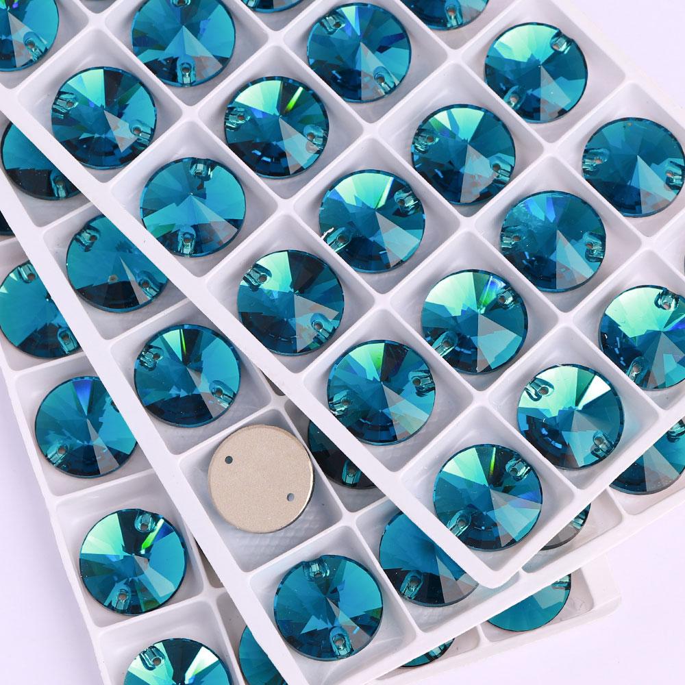 High Quality Rivoli 80+ Colors Rhinestones Crystal AB Sew-on Glass Gems Clothing Flatback Sewing Stones Women Bling Bling Shine