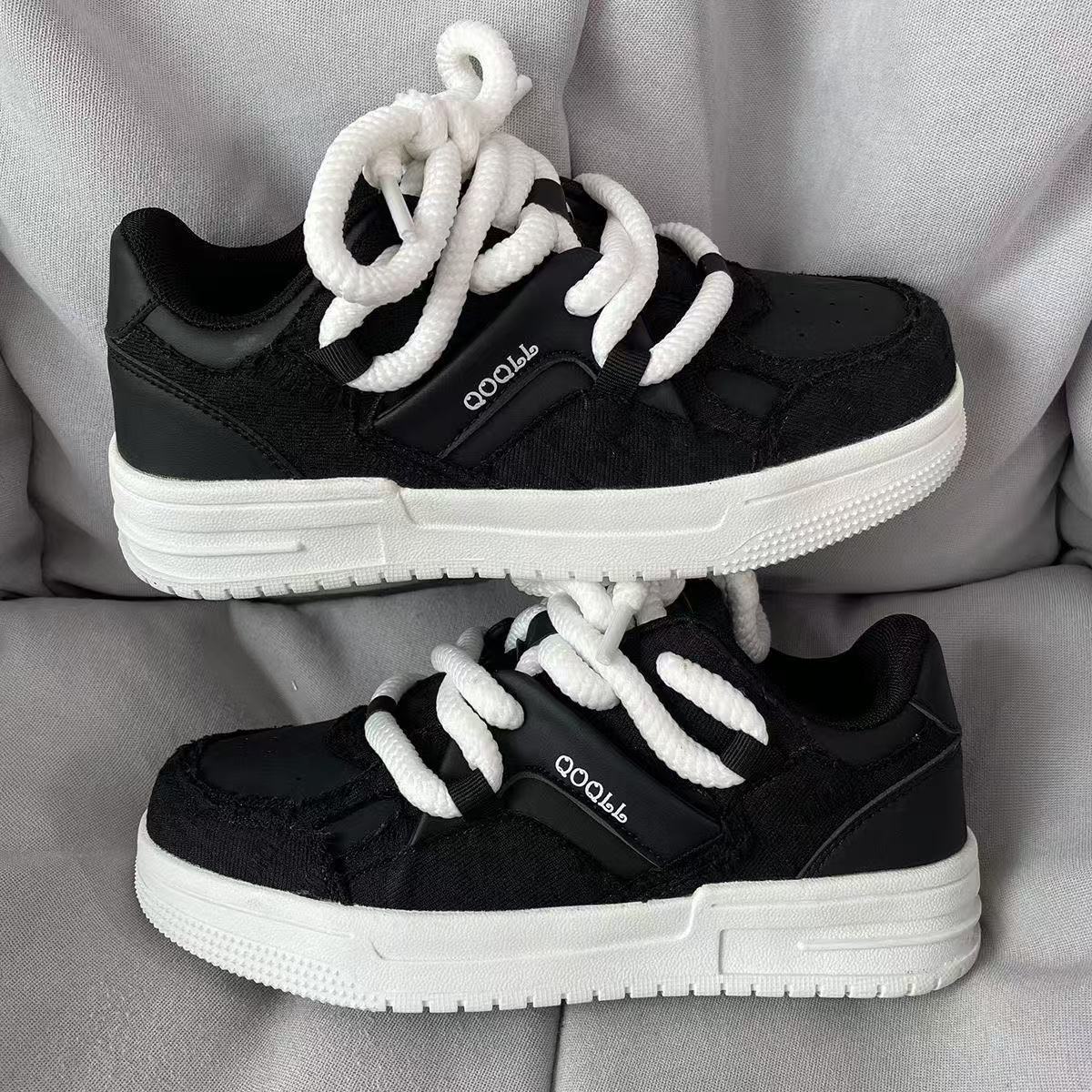 

2025 Guochao ins style college retro platform casual small black shoes men s chic versatile trend couple sports 44 чорний
