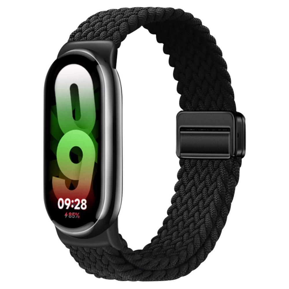 Плетеный нейлоновый ремешок для Xiaomi Mi Band 10/9/8 NFC Керамическая пластина Умные часы Сменный браслет Ремешок для Xiaomi Mi Band 9/Mi Band10 пластина Браслет Mi Band8/9/10/NFC/ceramic