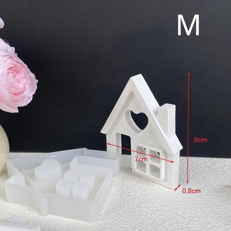 Light House Silicone Mold for Tea Light Holder Houses Concrete Moulds Casting Molds Crafts Decor Home Resin Mold Casting Mould(with Chimney)