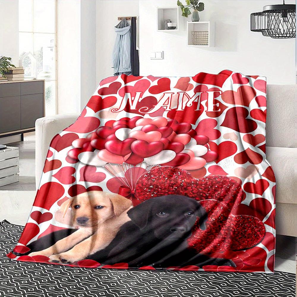 Valentine'S Day Heart Balloons Puppies Home Custom Blankets Comfortable Soft Lightweight Allseason Multipurpose Blanket For Picnics Couches Offices