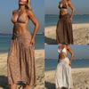 2026 Nuovo Bikini Monocolore con Intrecci Set da Tre Pezzi, Copricostume Vestito Lungo con Spalline Sottili Costumi da Bagno per Vacanze