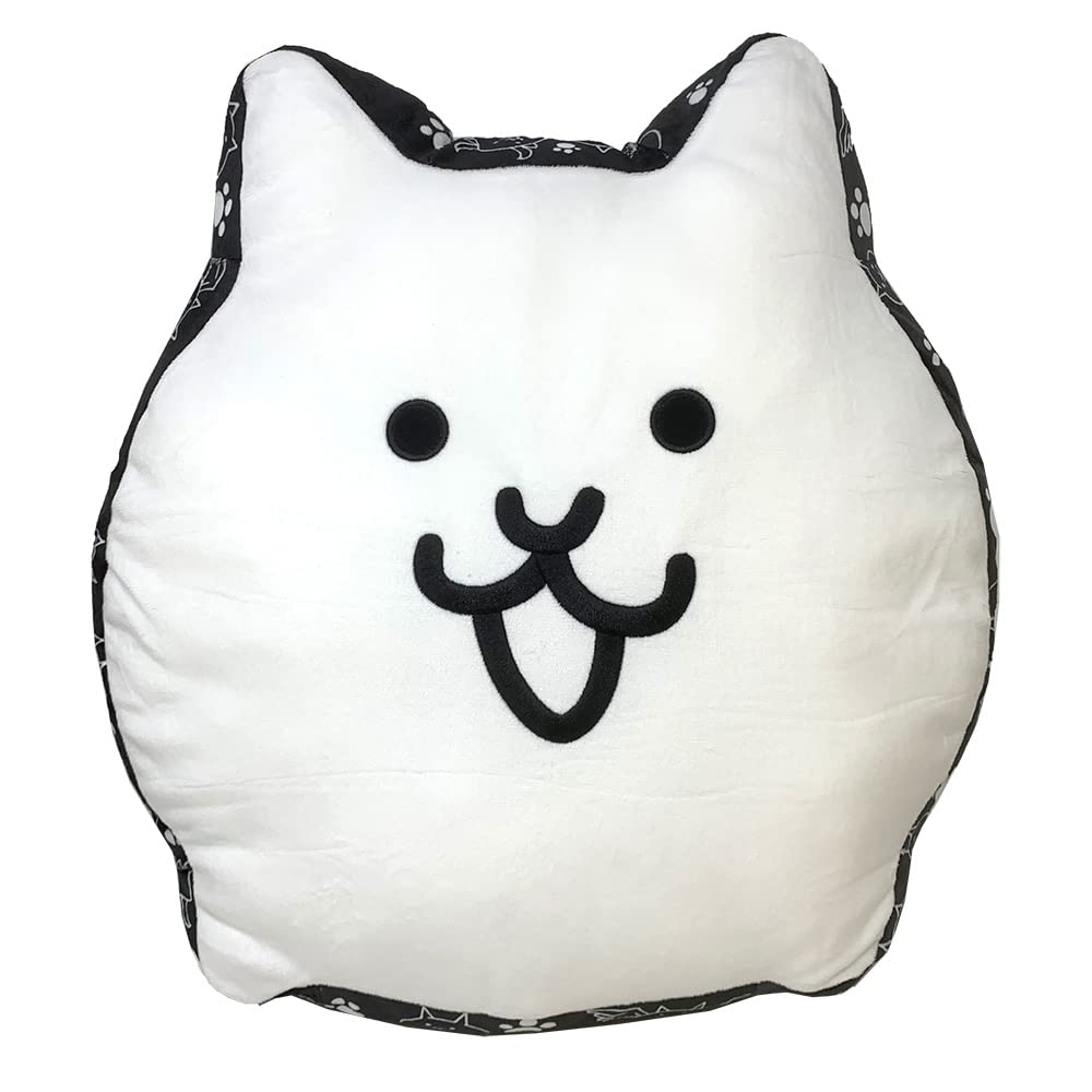 

The Battle Cats Reversible Cushion with Different Expressions on the Front and 40 x 39 x Official Merchandise Die-Cut Back, Approx. 10cm, (Cat)