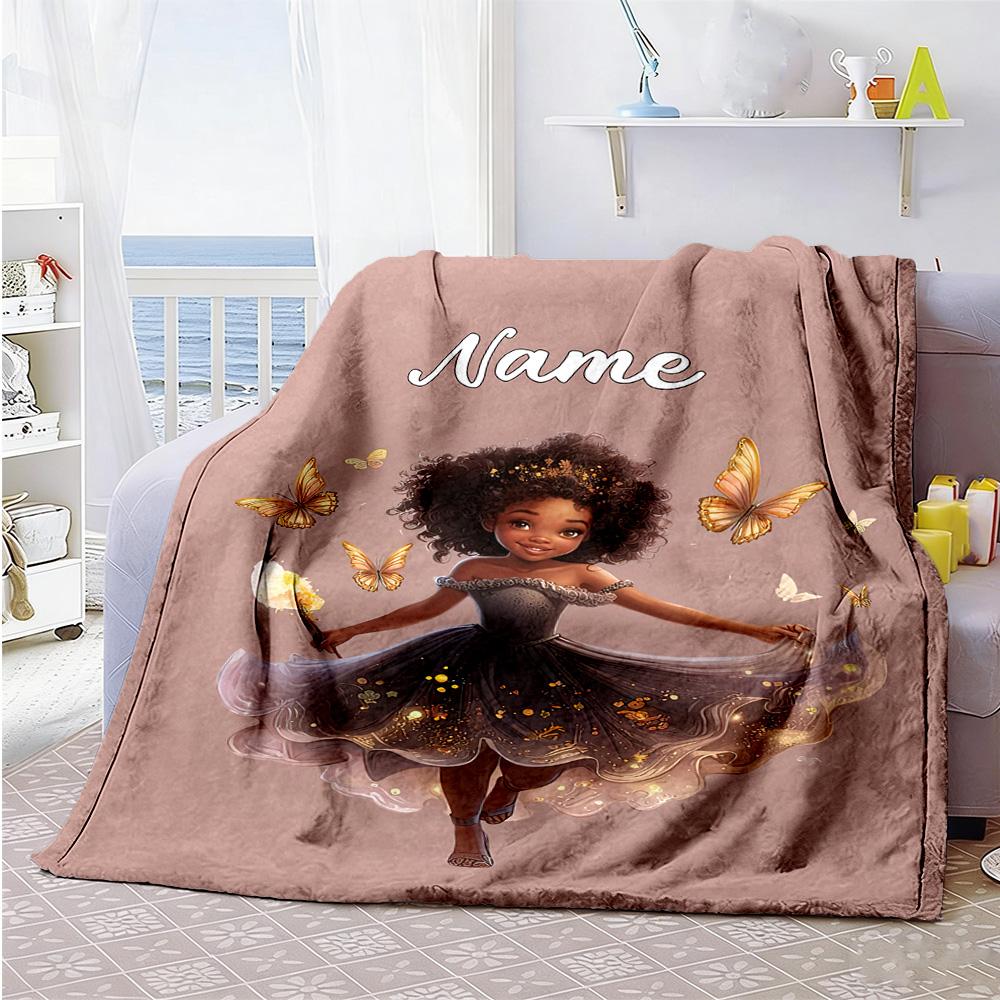 Beautiful Girl Customize Text Blanket Multi-purpose Personalized Blanket Warmthful Decor Perfect for Living Room Bedding Nap Picnics