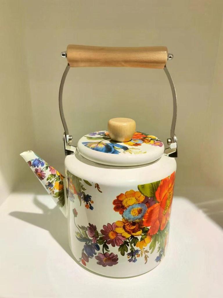 Ethnic Style Thickened Enamel Milk Tea Kettle for Induction Cooktops