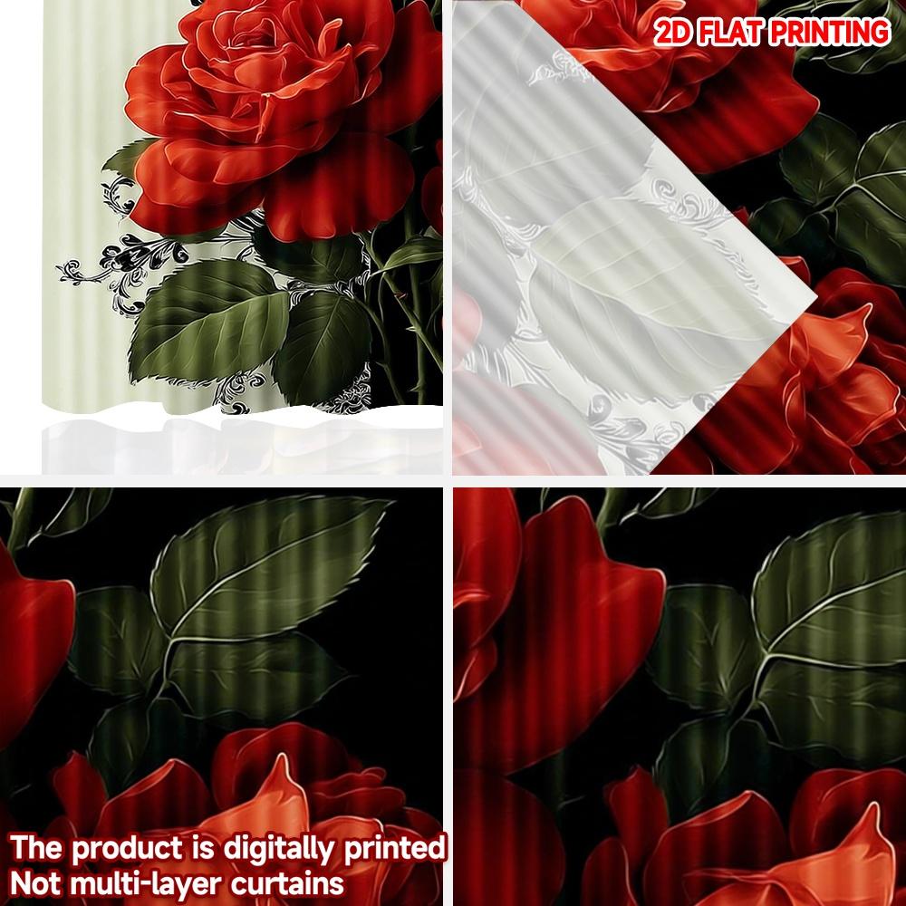 Flat Printing Happy Valentine Day Party Curtain Rose Rhythm Print Digital Printed Polyester Drapes Festive Holiday Use Curtains Set Of 2 Made