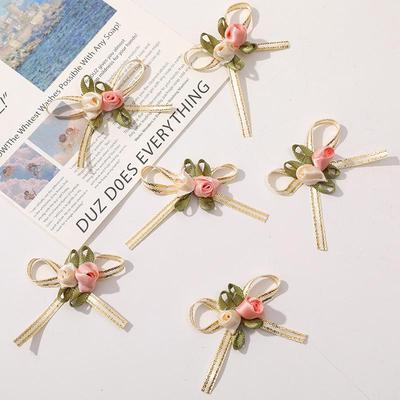 Rose Gold Satin Ribbon Bow for Hair & Clothing Accessories