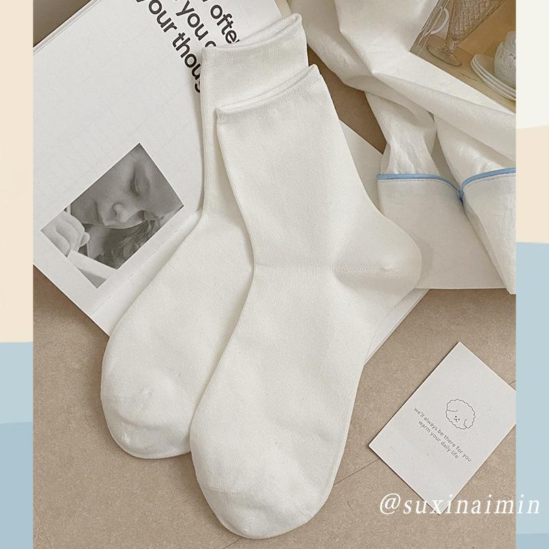 Twist Button Wool Socks Children'S Medium Tube Socks Korean Thickened Warm Maillard Long Texture Stacking Socks