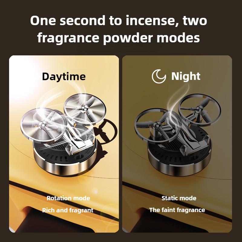 Solar Powered Rotation Helicopter Solar Aromatherapy Car Air Freshener Alloy Fragrance Auto Aroma Diffuser