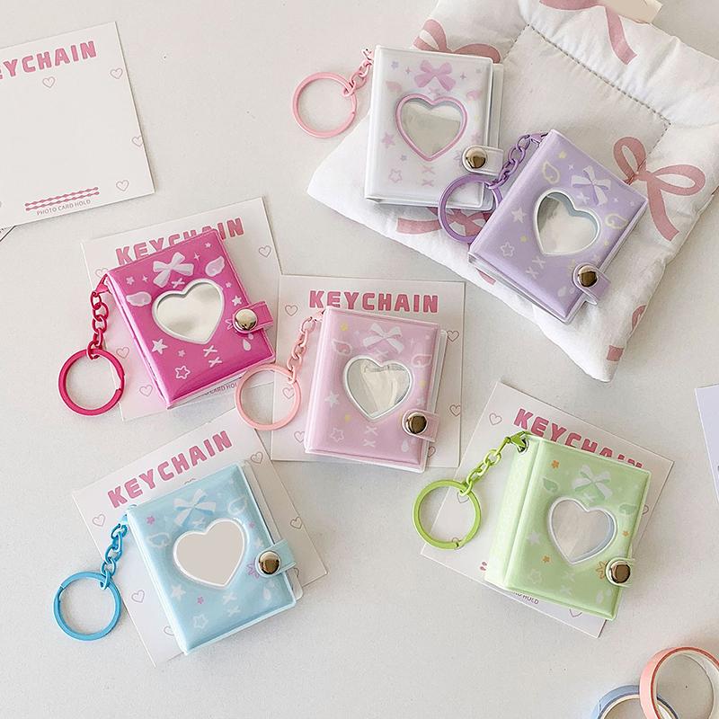 Pockets Portable Keychain Jewelry Photos Holder 1/2 Inch Mini Photo Albums For Photos Cards Small Album Book Photocard Holder