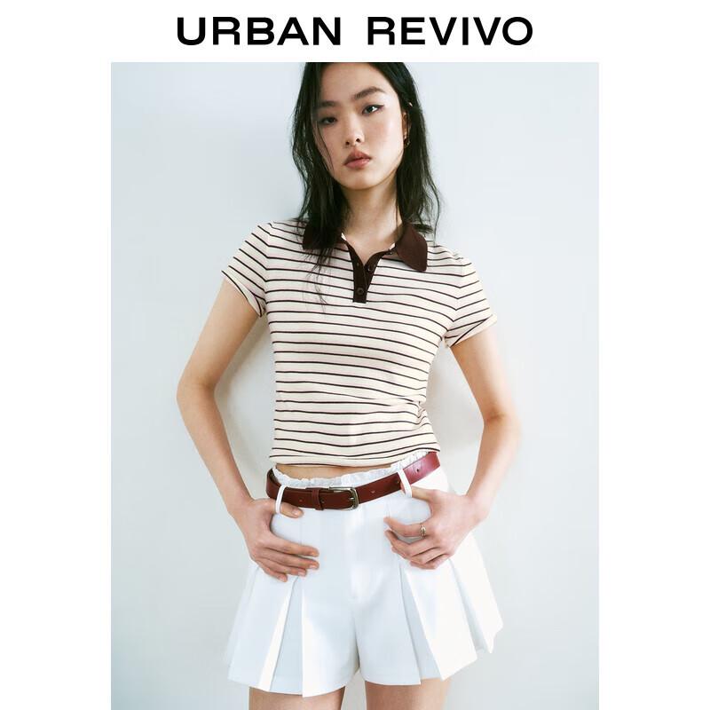 UR Women's Striped Slim-fit Polo Knit Top