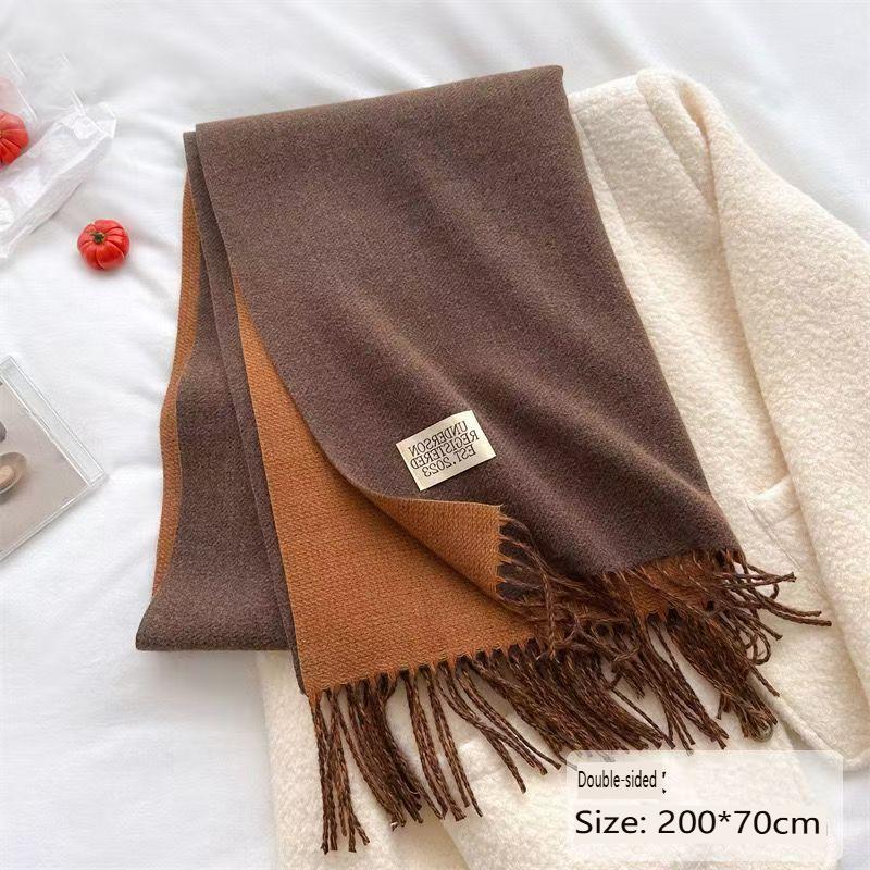 Winter Cashmere Women Scarf Female Luxury Scarves Lady Tassel Bandana Women Solid Shawl Wraps Foulard Tippet Pashmina