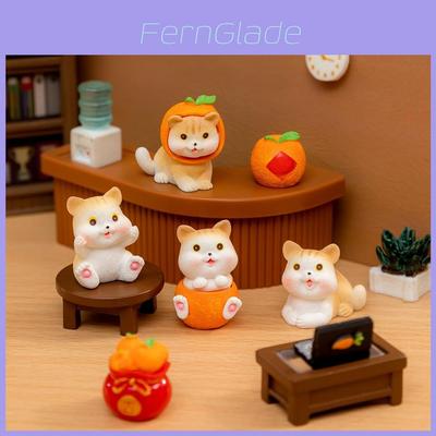 Adorable Figura de Gato Naranja de la Suerte de Resina Caja Sorpresa Decoración Creativa de Escritorio