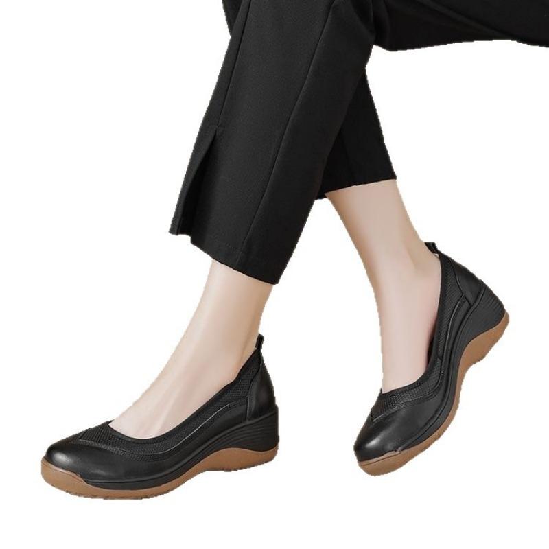 Retro Light Luxury Muffin Shoes Round-toed Single Shoes Casual High Heels