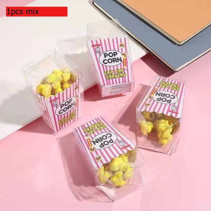Gift Cute Creative Cartoon Popcorn Boxed Eraser Set Student Stationery Wholesale Kawai Stationery Office School Supplies Lovely