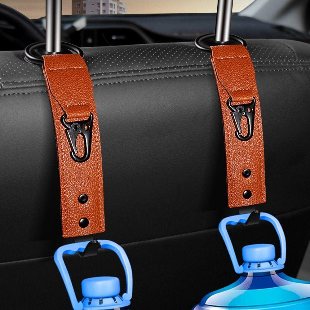 PU Leather Car Headrest Hook Adjustable Car Bag Hanger New Car Seat Hooks  Car Interior Organizer