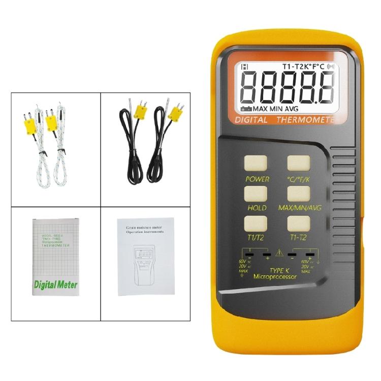 Industrial Digital Thermometers With 2 Probes For Accurate Temperatures Readings Up To 1370C