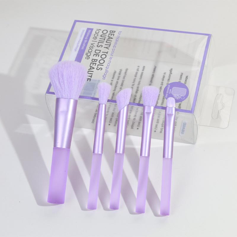 5-teiliges Schnelltrocknendes Make-up-Pinselset mit Netztasche - Enthält superweiche Puder- und Stippling-Rougepinsel