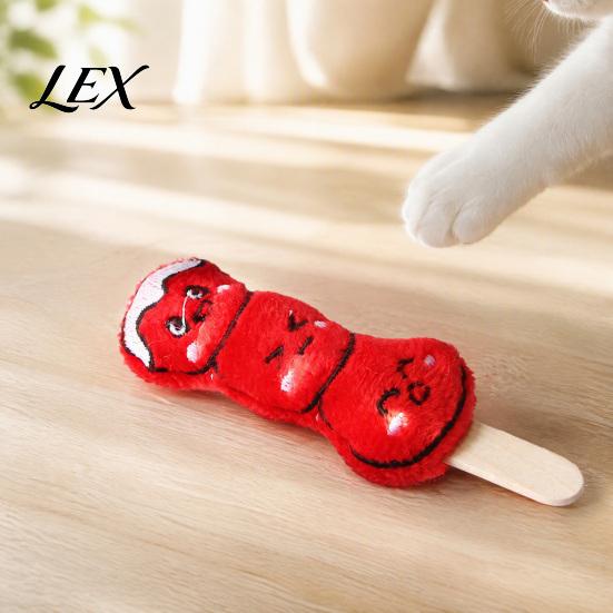 Durable Kitten Teething Toy Plush Cat Chew Toy, Sugarcoated Haws Stick Design, Anxiety Relief for Cats Stuffed Indoor Biting, Boredom Relief,