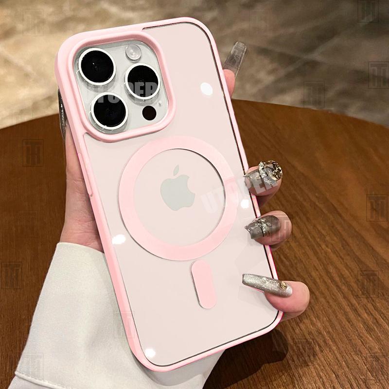 Advanced Acrylic No Yellowing Phone Case For iPhone 16 15 14 13 12 11 Pro Max 16 Plus Transparent Magnetic Magsafe Protect Cover