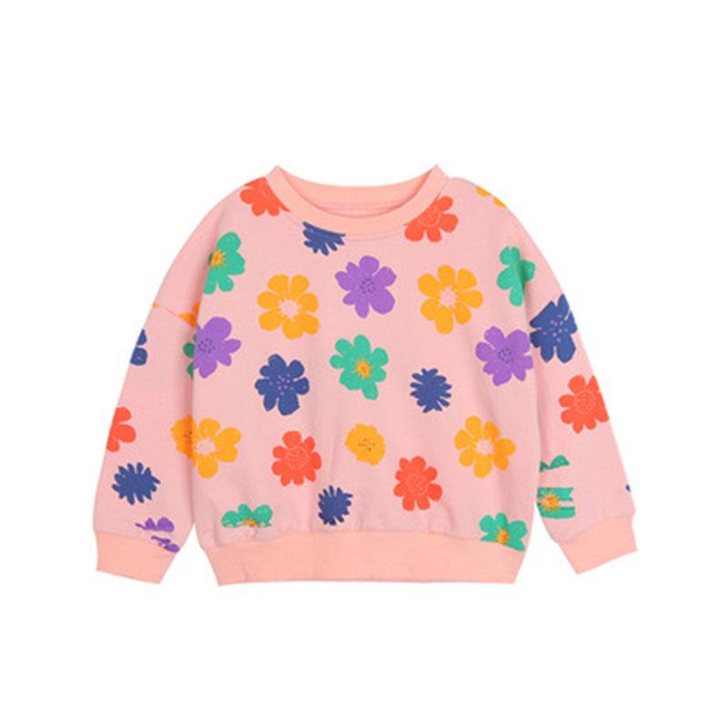 Kids Girls Spring Autumn Long Sleeve O Neck Flower Printed T Shirt Tops