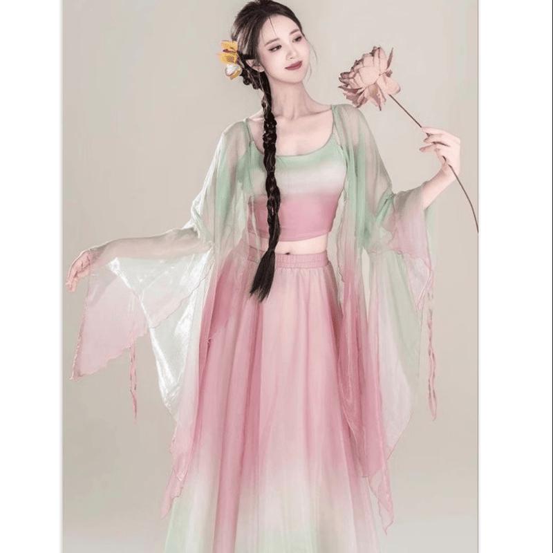 Women's Classical Dance Gradient Gauze Performance Dress